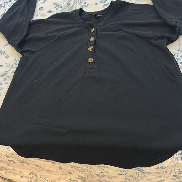 Torrid Black Long Sleeve Henley Sweatshirt - Picture 11 of 16